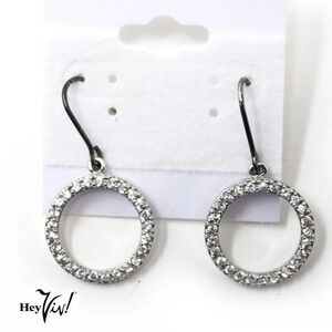 Vintage 80s Rhinestone Earrings Single Hoop on Wire New/Old Store Stock- Hey Viv